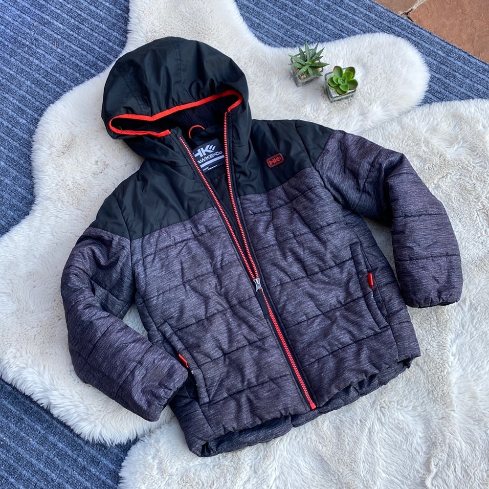 Hawke & Co Winter Jacket Size 8 Black, Gray & Red Warm